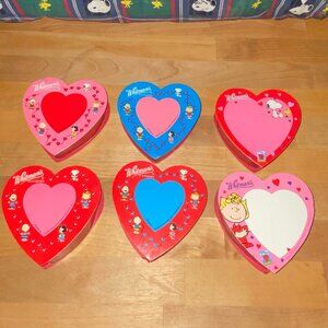 Collection of Six Peanuts Snoopy Valentine Heart Whitman Candy Boxes